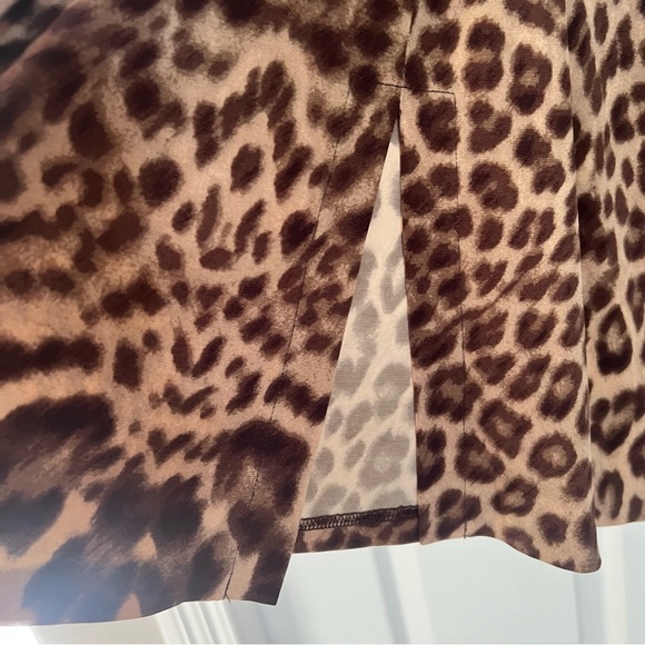 Classy Leopard Print ANNE KLEIN Dress Long Sleeve V Neck Knee Length Size S - Picture 9 of 17